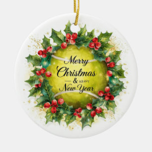 Tennis Christmas With balls wreath Ceramic Tree Decoration