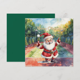 Tennis Christmas with Sabta and tennis court Holiday Card