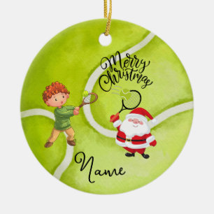 Tennis Christmas with Santa Claus for Boy  Ceramic Tree Decoration