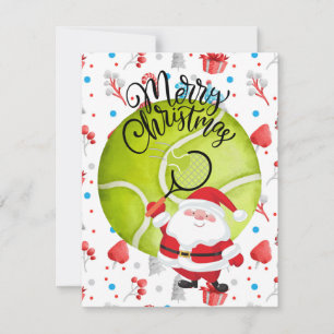 Tennis Christmas with Santa Claus Holiday Card