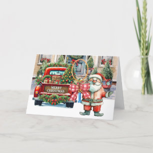 Tennis Christmas with Santa Claus Holiday Card