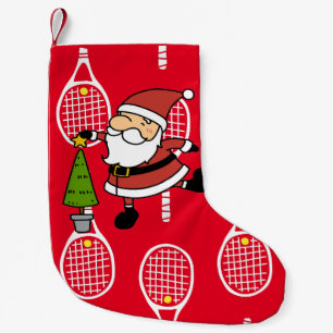 Tennis Christmas with Santa Claus Small Christmas Stocking