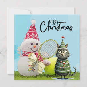 Tennis Christmas with Snowman and Tennis ball Card