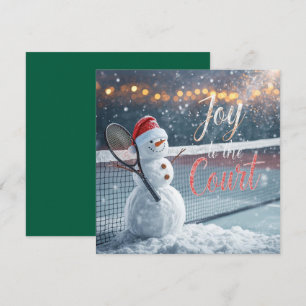 Tennis Christmas With Snowman  Festive Holiday  Card