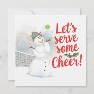 Tennis Christmas With Snowman  Festive Holiday  Card