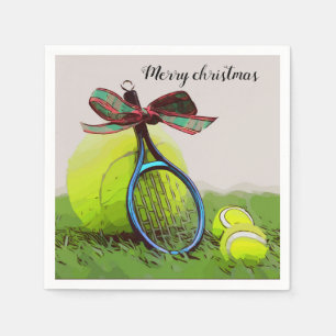 Tennis Christmas with tennis ball and racket Napkin