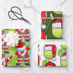 Tennis Christmas with tennis ball and racket Wrapping Paper Sheet