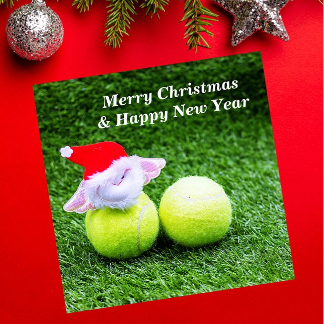 Tennis Christmas with tennis ball and Santa Claus  Holiday Card (Creator Uploaded)