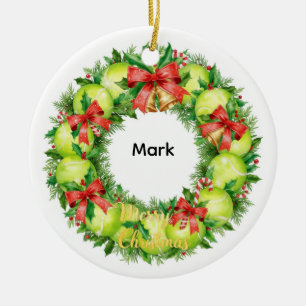 Tennis Christmas with tennis ball  Ceramic Tree Decoration