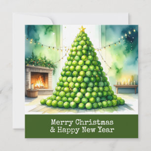 Tennis Christmas with tennis ball Christmas tree Holiday Card