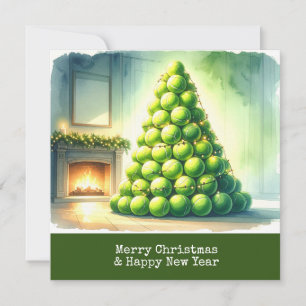 Tennis Christmas with tennis ball Christmas tree Holiday Card