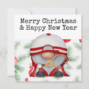 Tennis Christmas with tennis themed Holiday Card