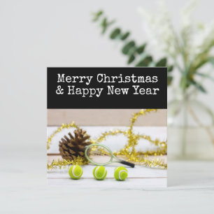 Tennis Christmas with tennis themed Holiday Card