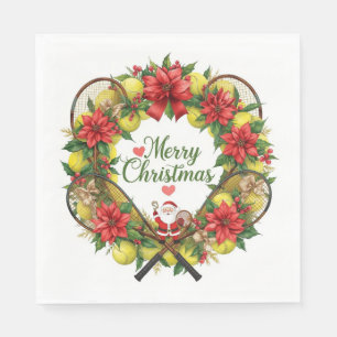 Tennis Christmas wreath for Christmas Party Napkin