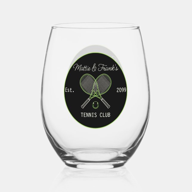 Tennis Club Bar Lounge Cocktail  Stemless Wine Glass (Front)