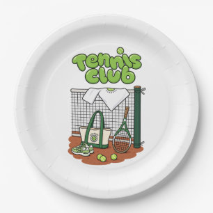 Tennis Club Classic Sports Graphic – Green Tennis Paper Plate