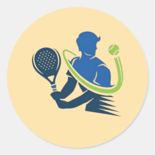 Tennis Club Logo -  Dynamic Action, Sporty Style Classic Round Sticker