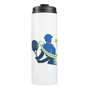 Tennis Club Logo - Dynamic Action, Sporty Style Thermal Tumbler