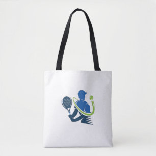 Tennis Club Logo - Dynamic Action, Sporty Style Tote Bag