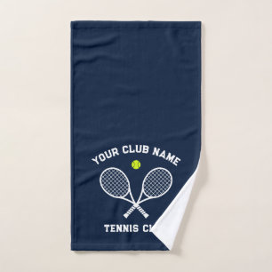 Tennis Club Personalised Name Navy Blue Hand Towel