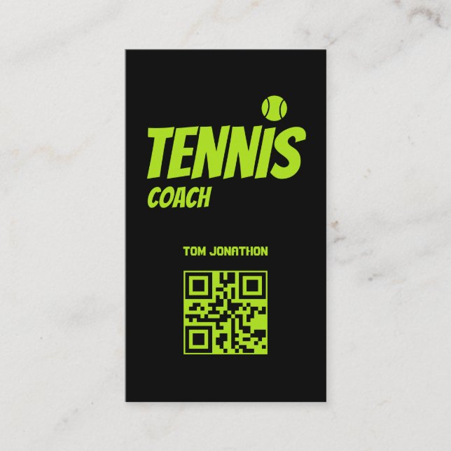 Tennis Coach Black  Business Card (Front)