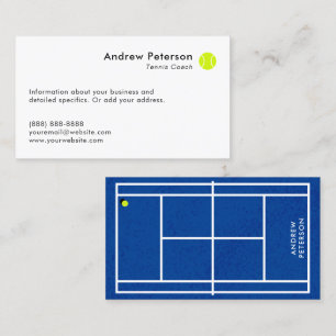 Tennis Coach Blue Court Business Card