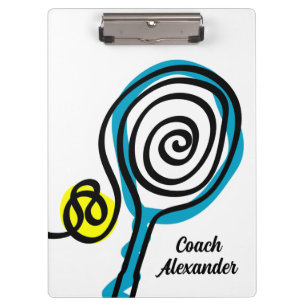 Tennis coach clipboard gift with court layout
