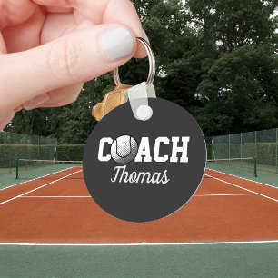 Tennis Coach Custom Name Typography Personalised  Key Ring