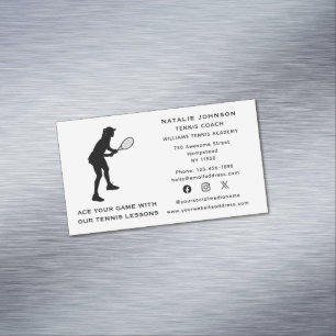Tennis Coach Female Instructor Sports Social Media Magnetic Business Card