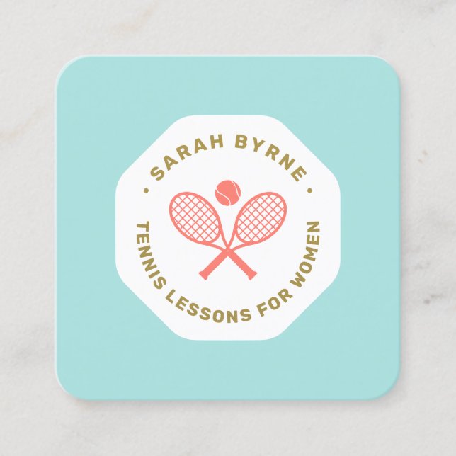 Tennis Coach for Women  Square Business Card (Front)