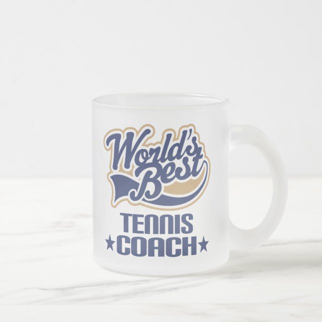 Tennis Coach Gift Frosted Glass Coffee Mug (Right)