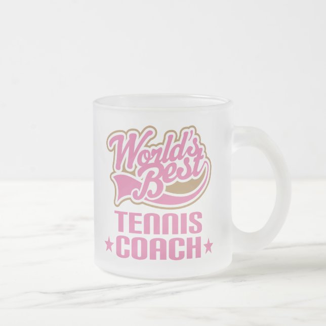 Tennis Coach Gift Frosted Glass Coffee Mug (Right)