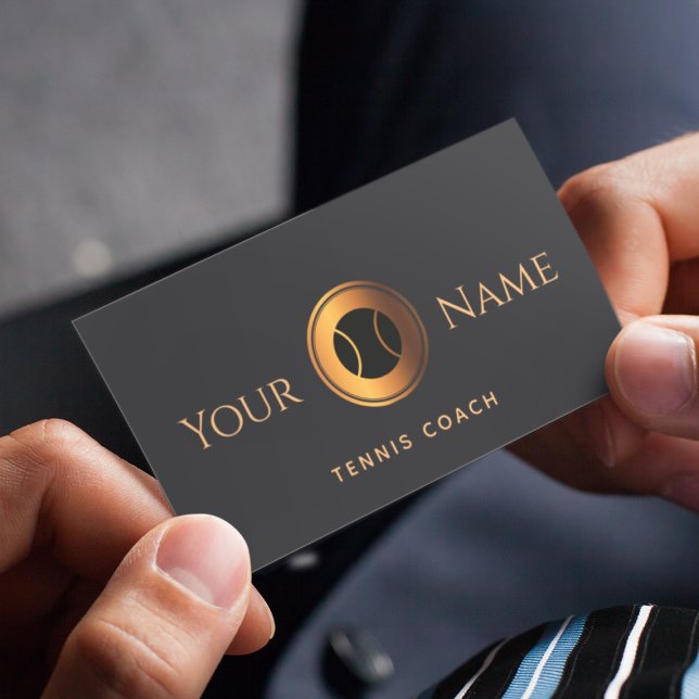 Tennis Coach Golden Luxury Elegant Modern Add Name Business Card (Creator Uploaded)