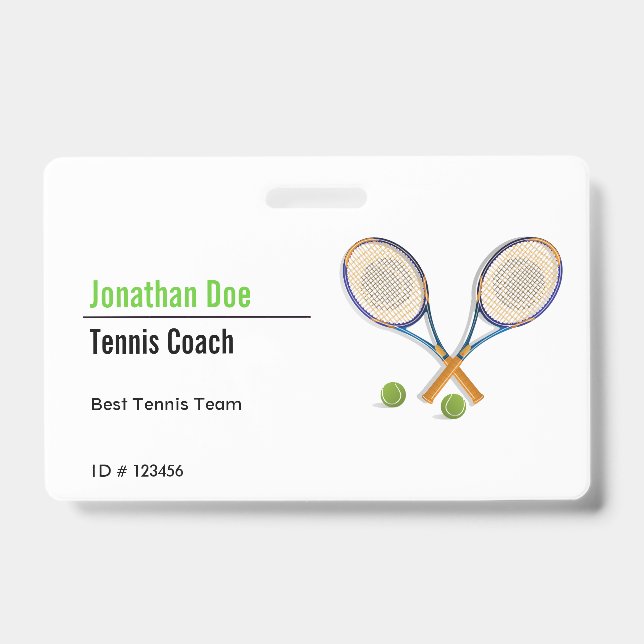 Tennis Coach ID Badge (Front)