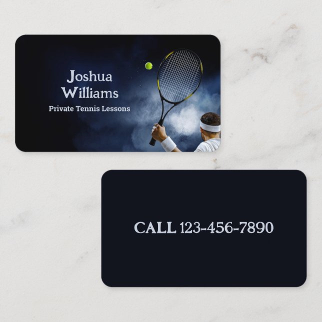 Tennis Coach Instructor Business Card (Front/Back)
