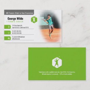 Tennis Coach Male Tennis Player Green Business Card