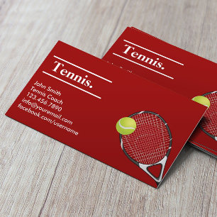 Tennis Coach Modern Red Clay Sport Instructor Business Card