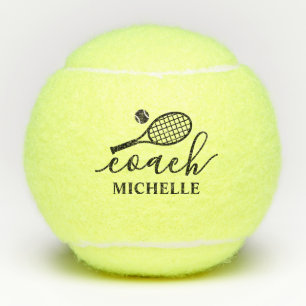 Tennis Coach Name Elegant Script Balls