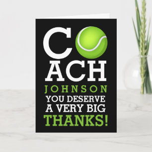 Tennis Coach Personalised Name Thank You Card