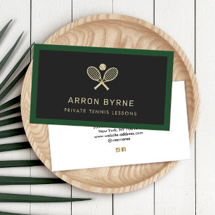 Tennis Coach Rackets Black Business Card