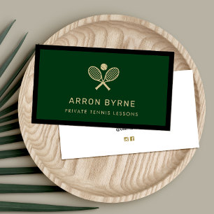 Tennis Coach Rackets Green Business Card