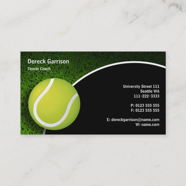 Tennis Coach | Trainer Practice Lessons Business Card (Front)