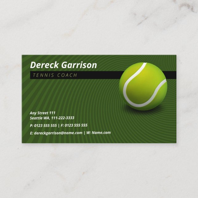Tennis Coach | Trainer Practice Lessons Business Card (Front)