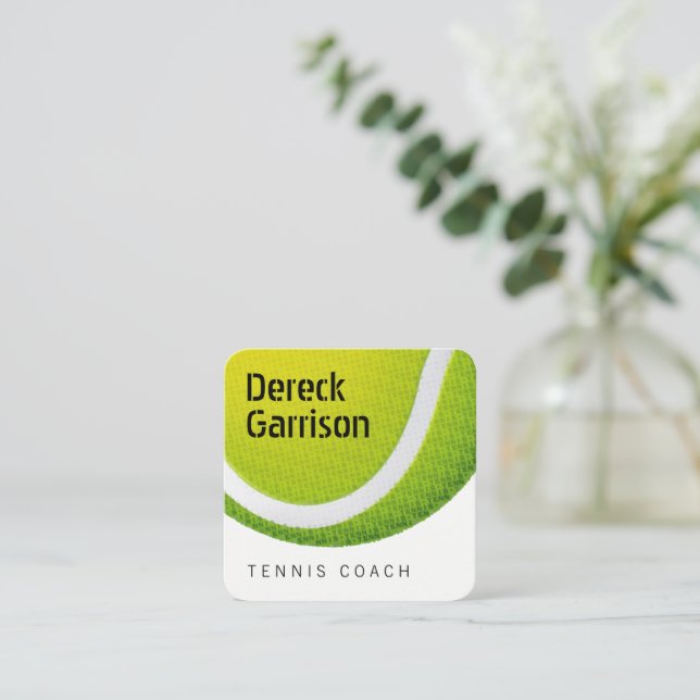 Tennis Coach | Trainer Practice Lessons Square Business Card (Standing Front)