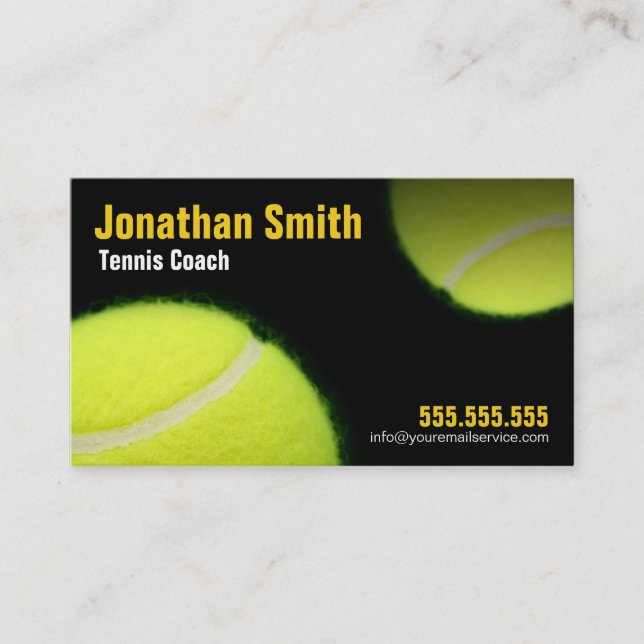 Tennis Coaching For Tennis Instruction Business Card (Front)