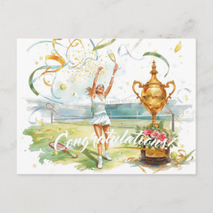 Tennis congratulations for player postcard