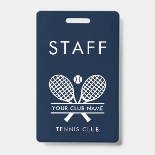 Tennis Country Club Name Rackets Motif Staff ID Badge