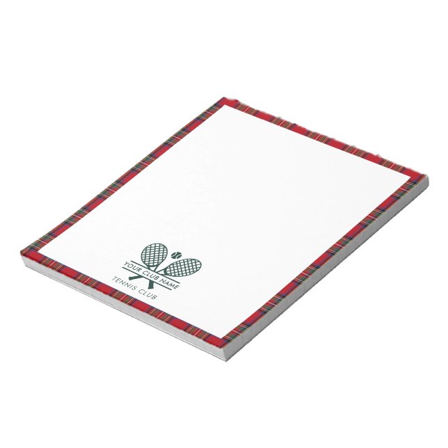 Tennis Country Club Name Team Staff Stewart Tartan Notepad (Rotated)