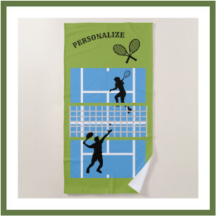 Tennis Court Design Personalise Beach Towel
