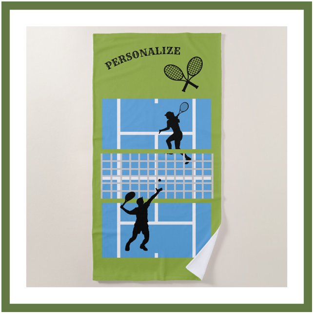 Tennis Court Design Personalise Beach Towel (Creator Uploaded)